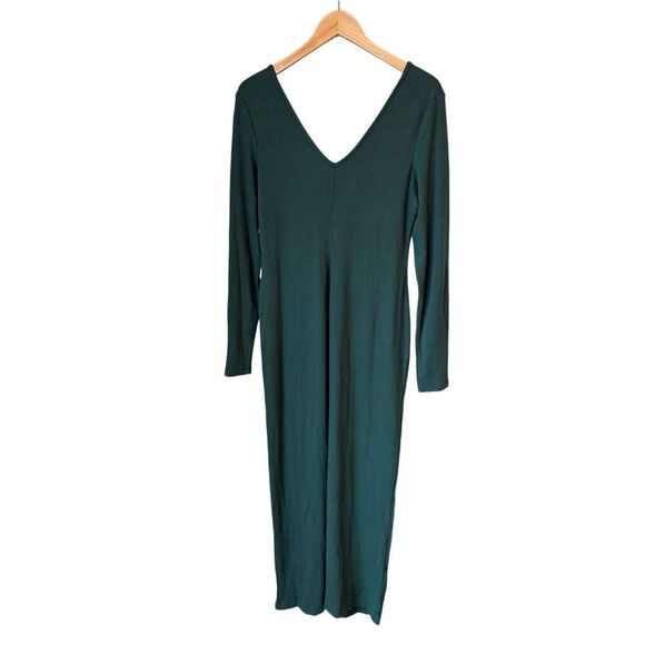 Marine Layer Lexi Rib V-Neck Maxi Dress In Green Gables - Picture 7 of 11